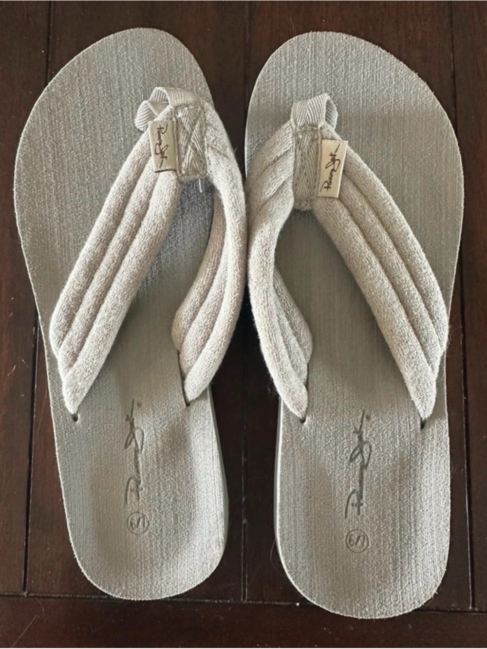 Panama Jack Light Gray Terry Cloth Flip Flop Sandals